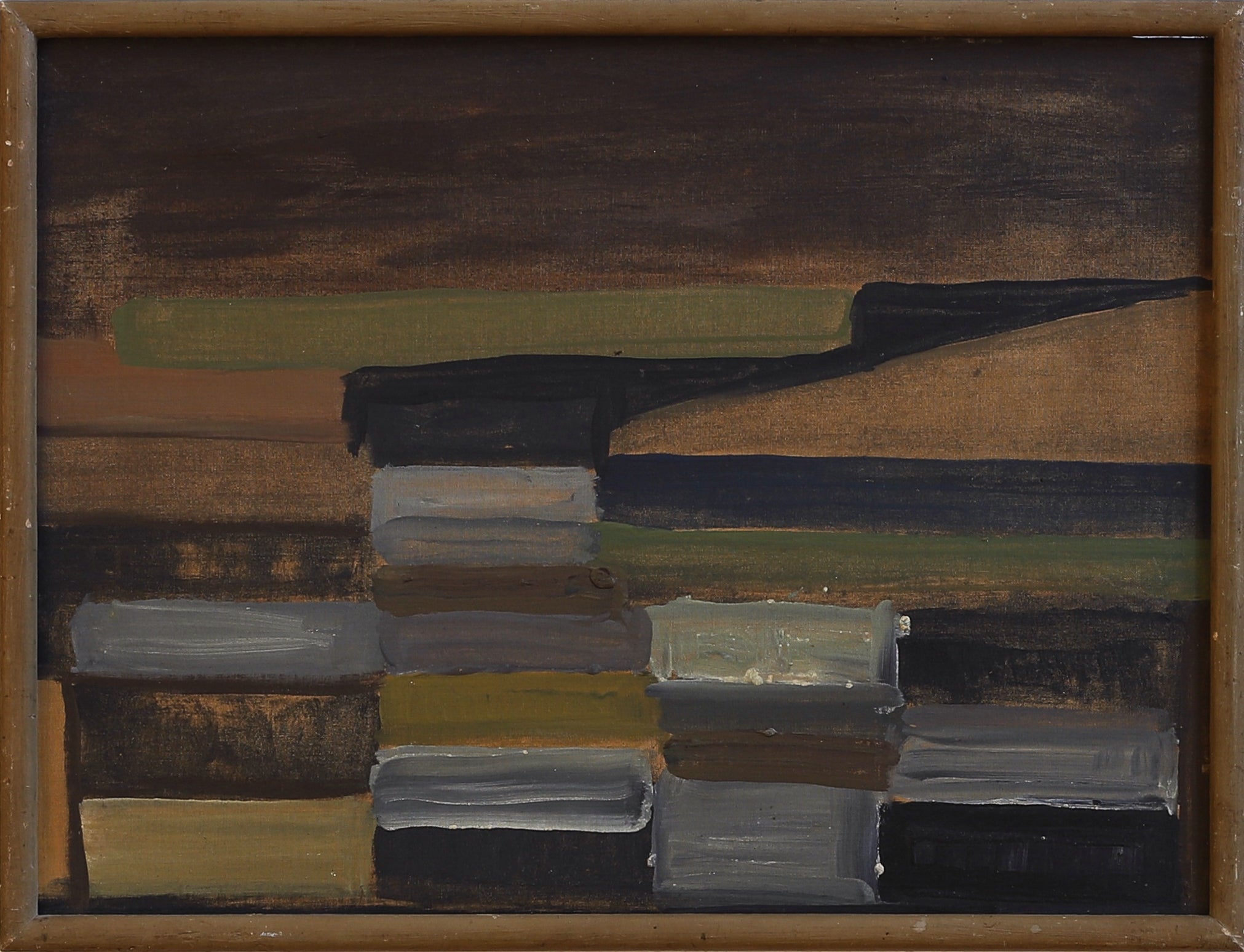 RESERVED for Christine Vintage Mid Century Original Abstract Oil Painting from Sweden