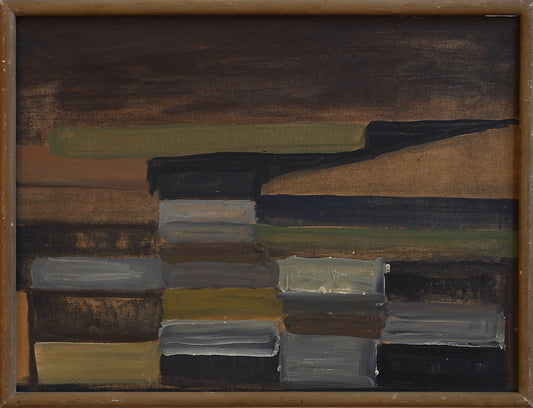 RESERVED for Christine Vintage Mid Century Original Abstract Oil Painting from Sweden