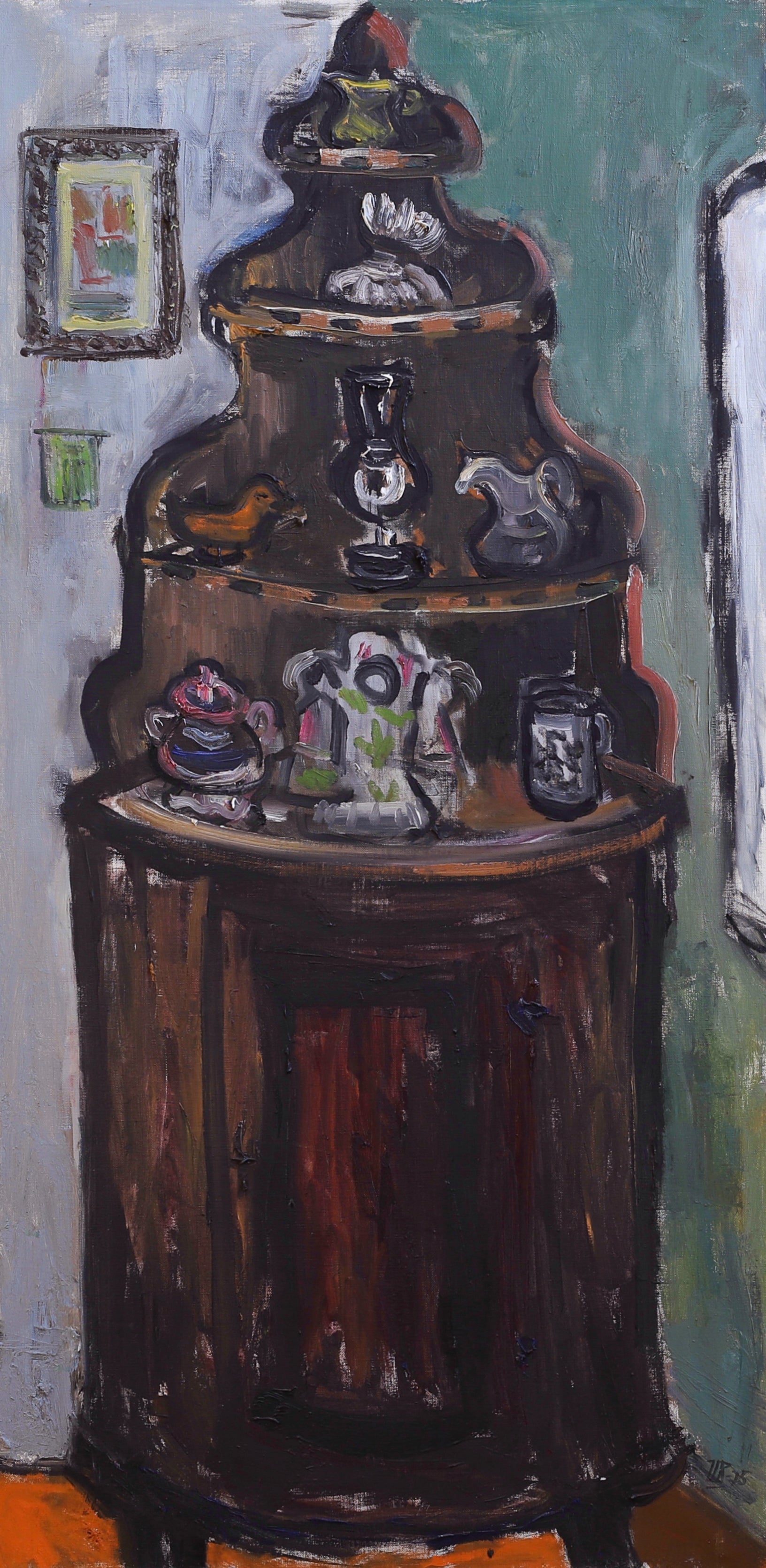 Original Vintage Mid Century Interior Oil Painting from Sweden