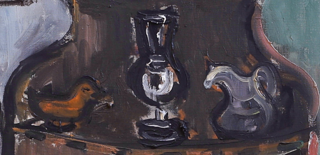 Original Vintage Mid Century Interior Oil Painting from Sweden