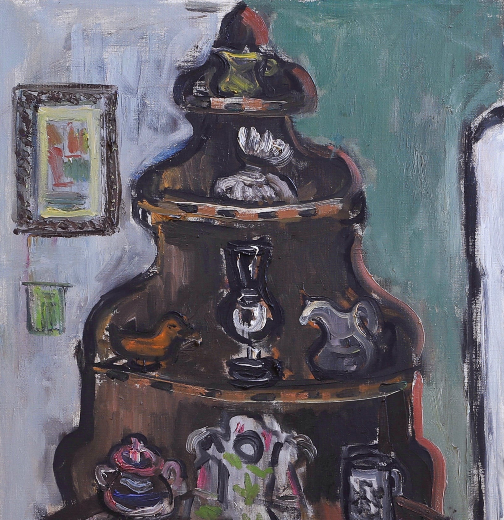 Original Vintage Mid Century Interior Oil Painting from Sweden