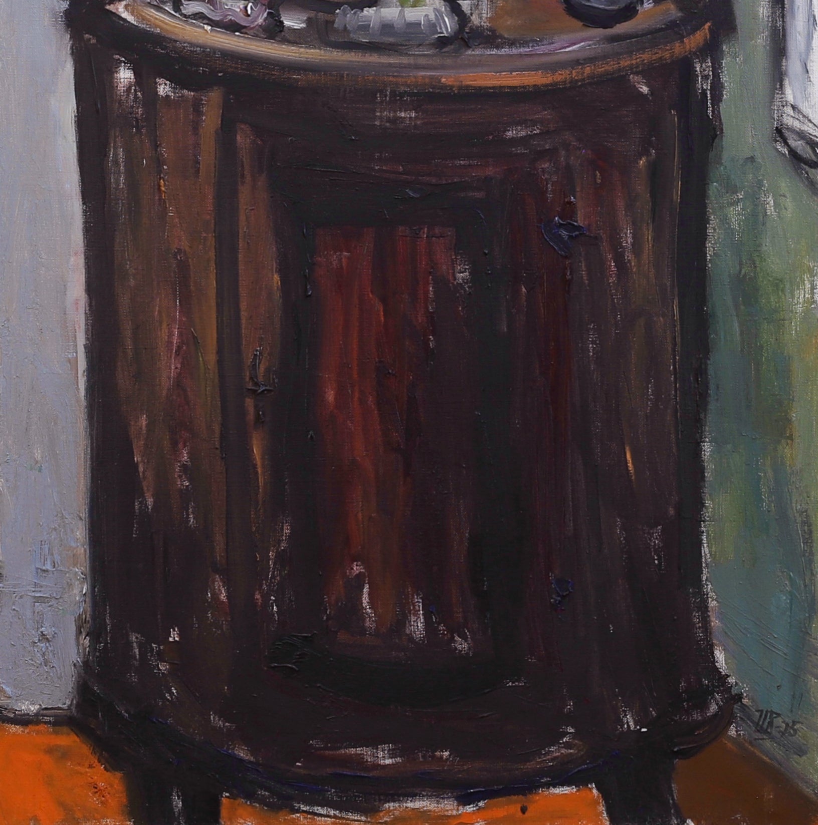 Original Vintage Mid Century Interior Oil Painting from Sweden
