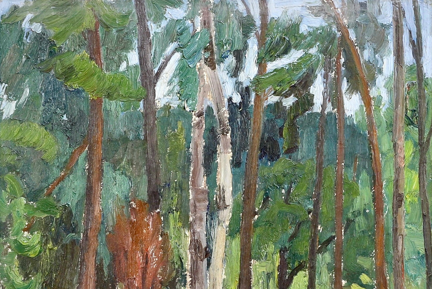 Vintage Original Landscape Oil Painting The Forest Path From Sweden