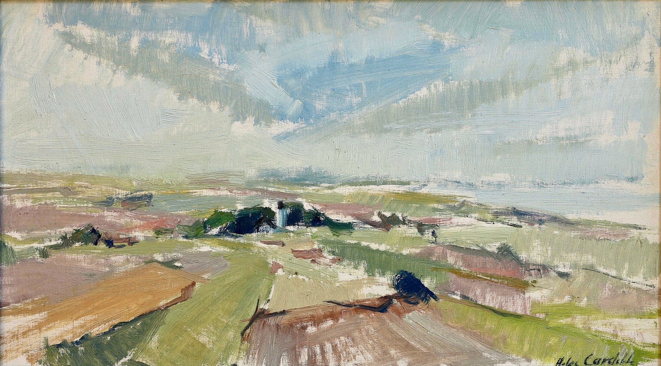 Mid Century Original Landscape Oil Painting From Sweden By H Cardell