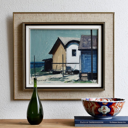 Original Coastal Oil Painting Vintage Mid Century Sweden