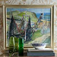 Load image into Gallery viewer, Vintage Art Room Coastal Mid Century Scene Oil Painting
