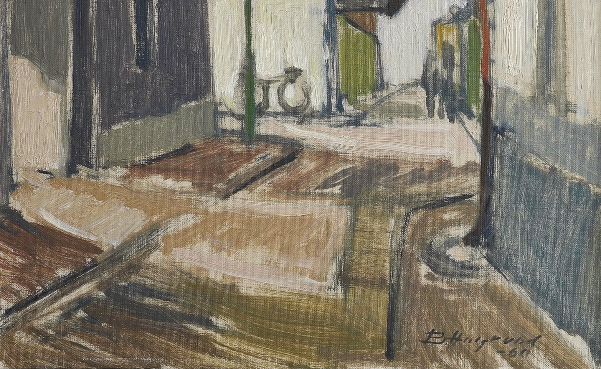 Original Oil Painting Vintage Art Mid Century Sweden