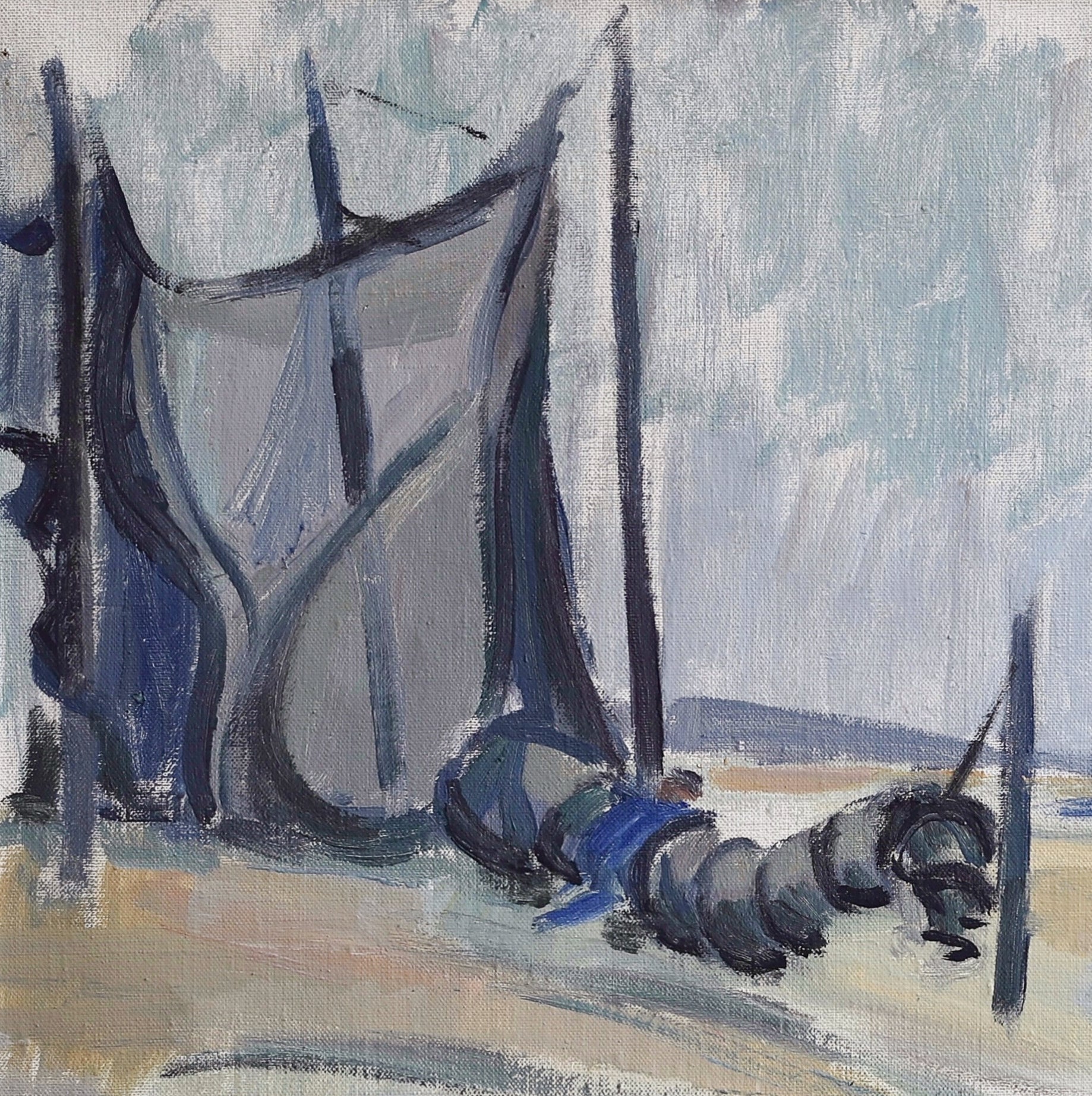 Vintage Art Original Coastal Oil Painting From Sweden