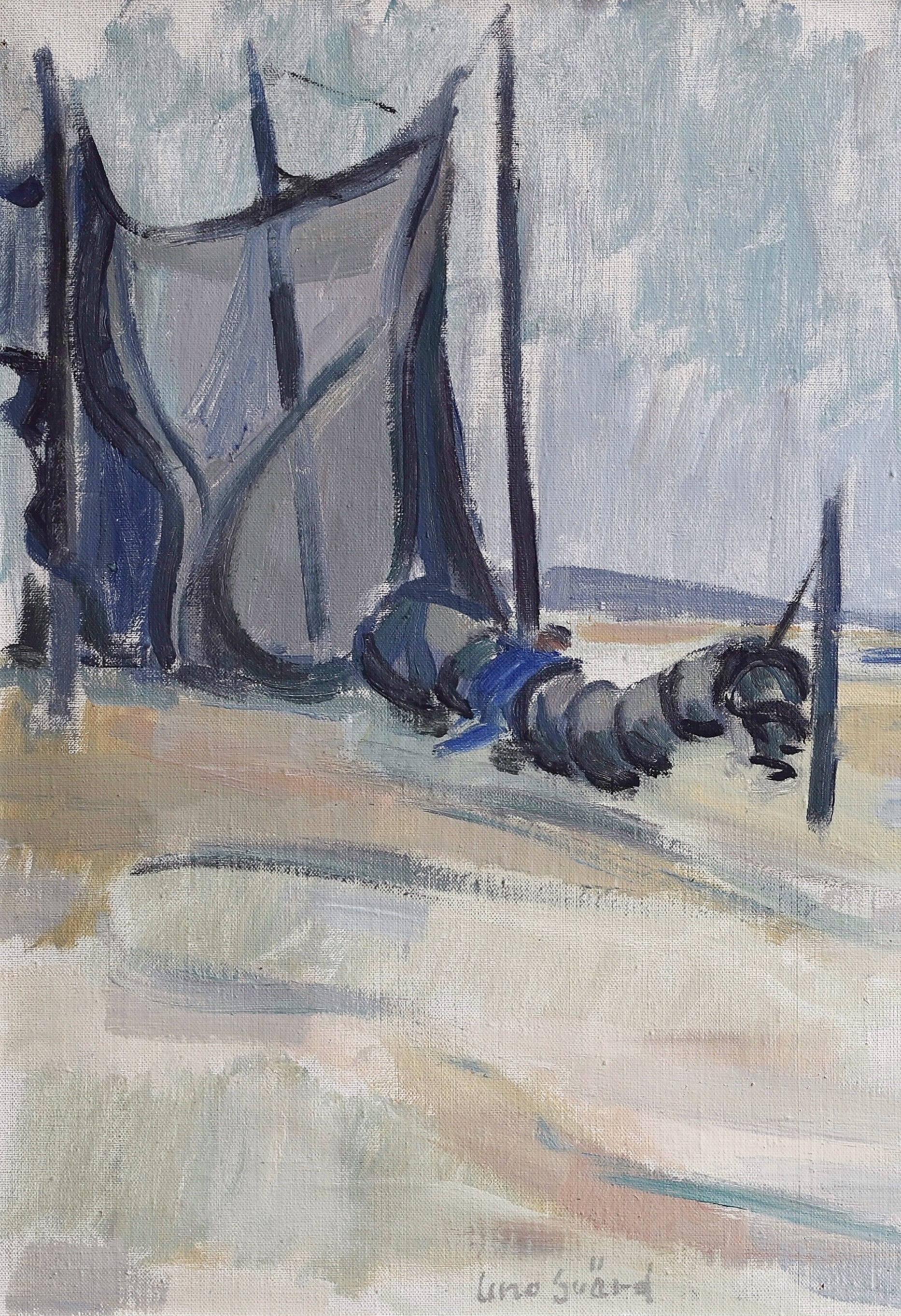 Vintage Art Original Coastal Oil Painting From Sweden