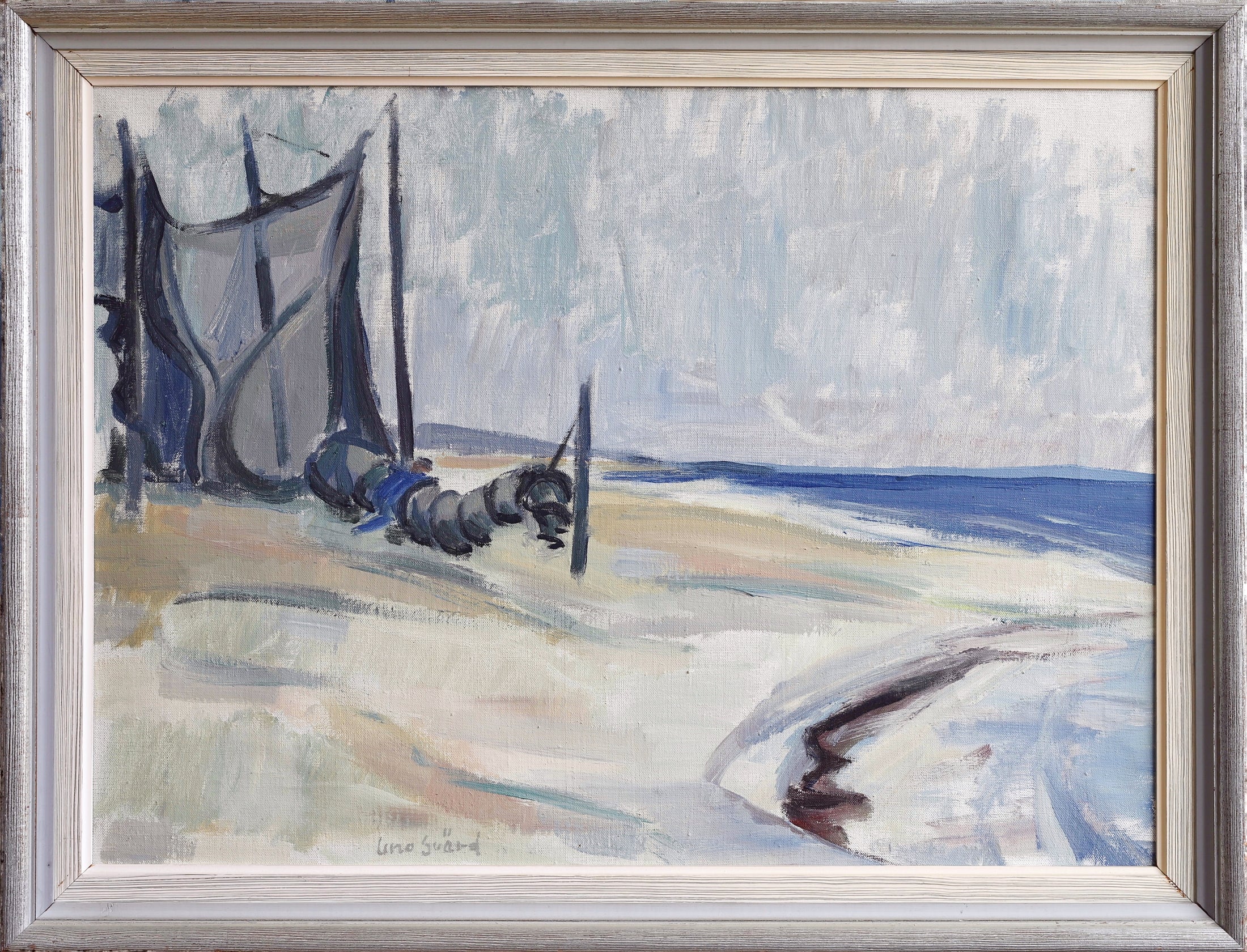 Vintage Art Original Coastal Oil Painting From Sweden