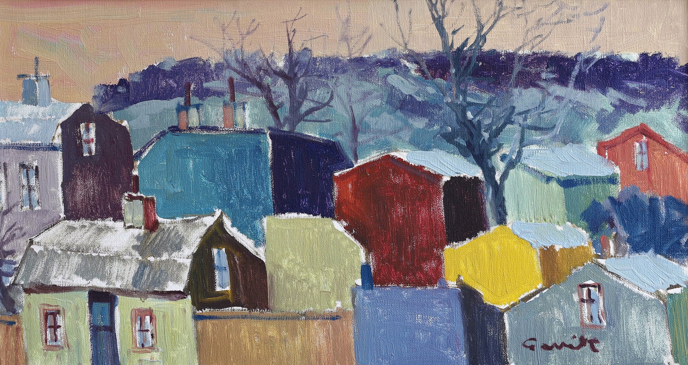 Vintage Art Room Original Oil Painting from Sweden by T Gavik