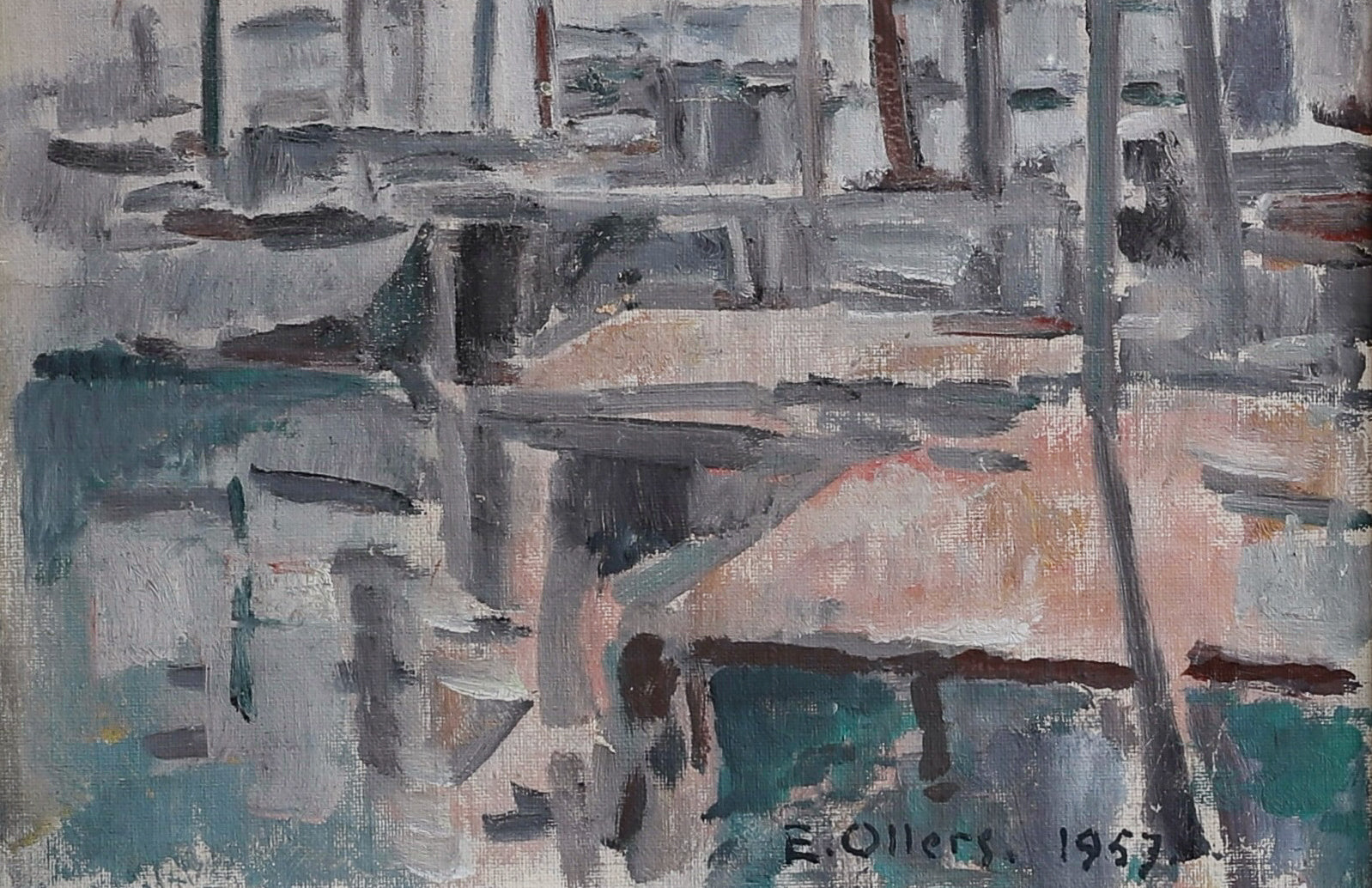 Mid Century Vintage Oil Painting By E Ollers From Sweden