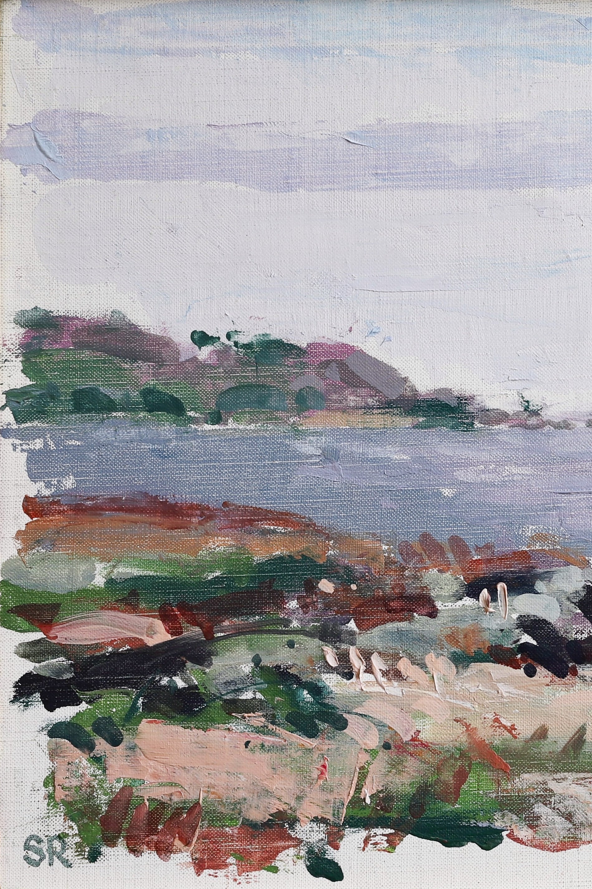 Vintage Art Room Original Coastal Oil Painting from Sweden