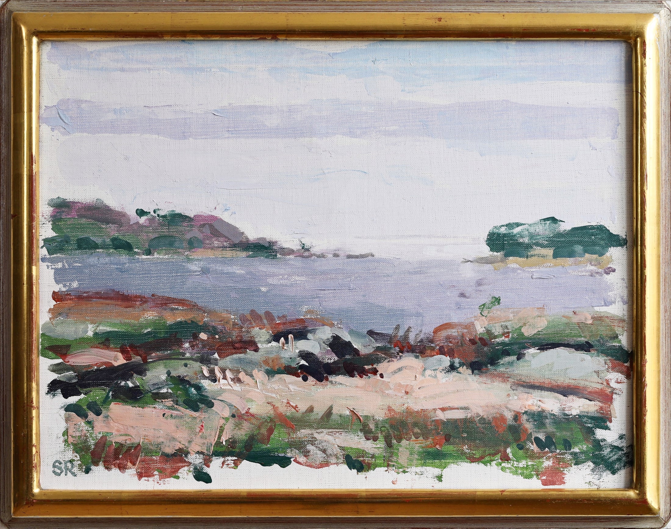 Vintage Art Room Original Coastal Oil Painting from Sweden