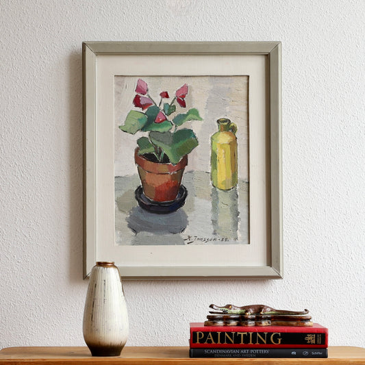 Swedish Vintage Art Original Floral Oil Painting