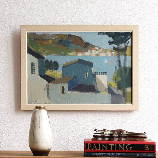 Mid Century Vintage Art Oil Painting By S Wernheden Sweden