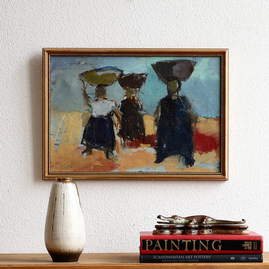 Original Vintage Art Mid Century Oil Painting from Sweden