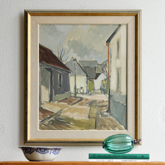 Original Oil Painting Vintage Art Mid Century Sweden