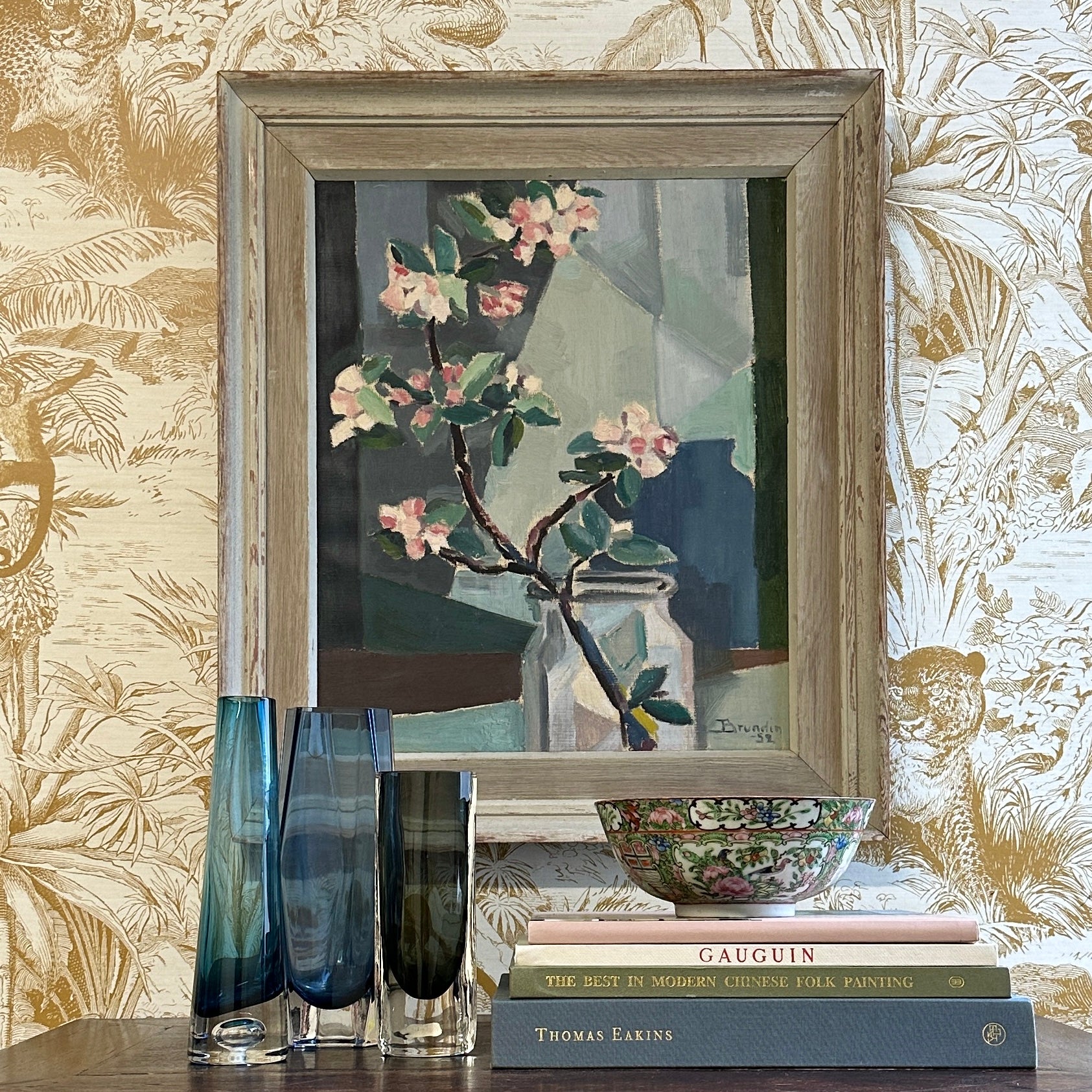 Mid Century Still Life Oil Painting from Sweden 1952