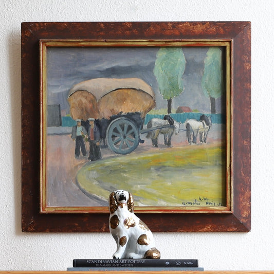 Vintage Art Room Mid Century Original Oil Painting By GS Malm from Sweden