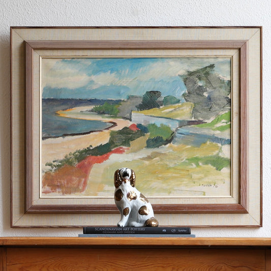 Vintage Mid Century Fine Art Coastal Oil Painting from Sweden