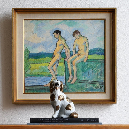 Vintage Original Figure Oil Painting from Sweden