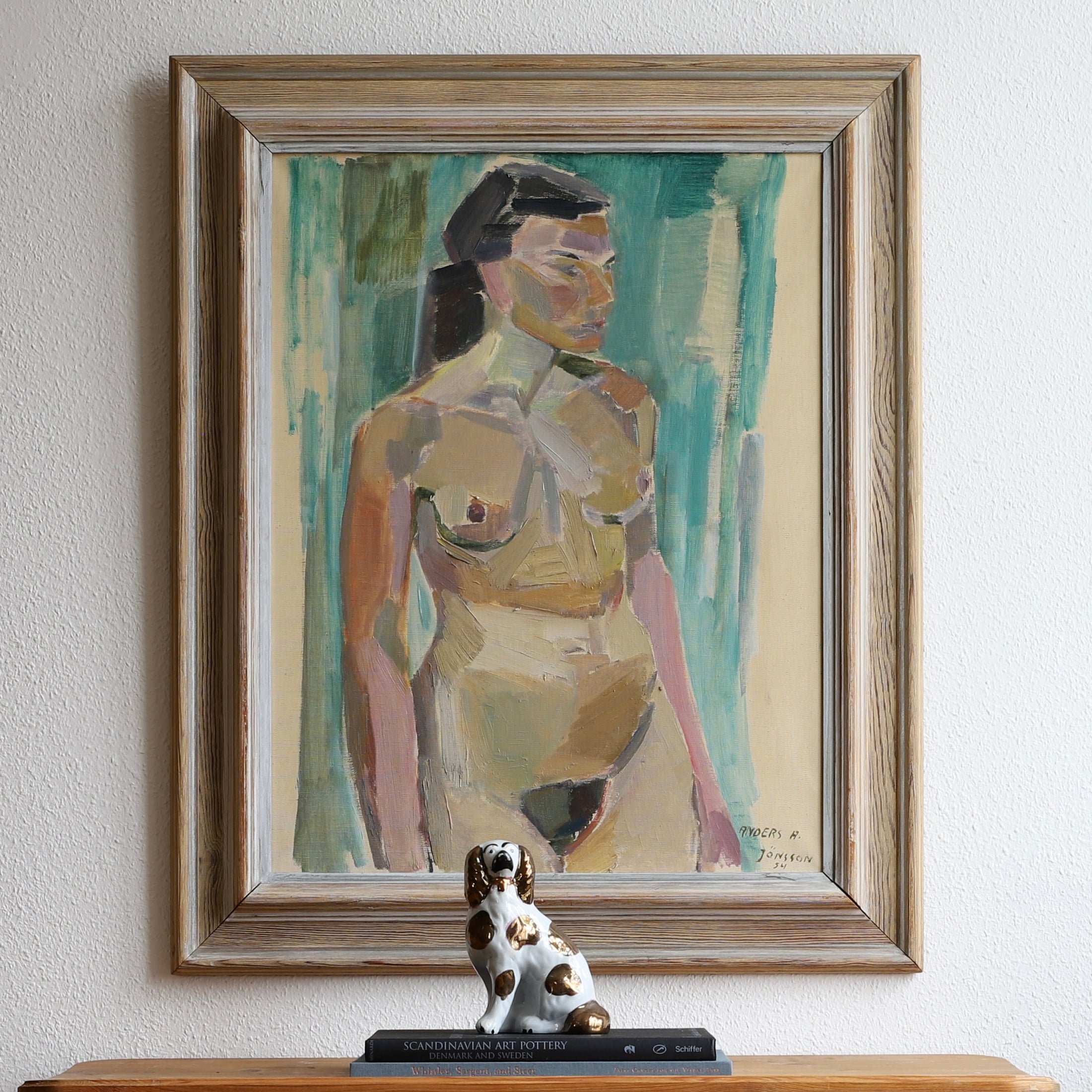 Vintage Figurative Oil Painting from Sweden 1954