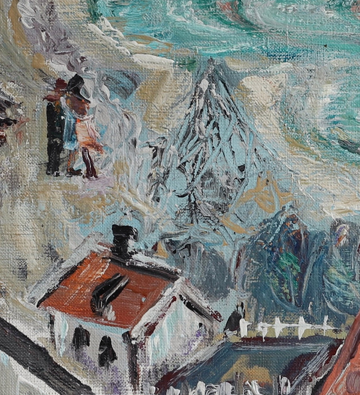 Mid Century Original Coastal Oil Painting From Sweden 1955