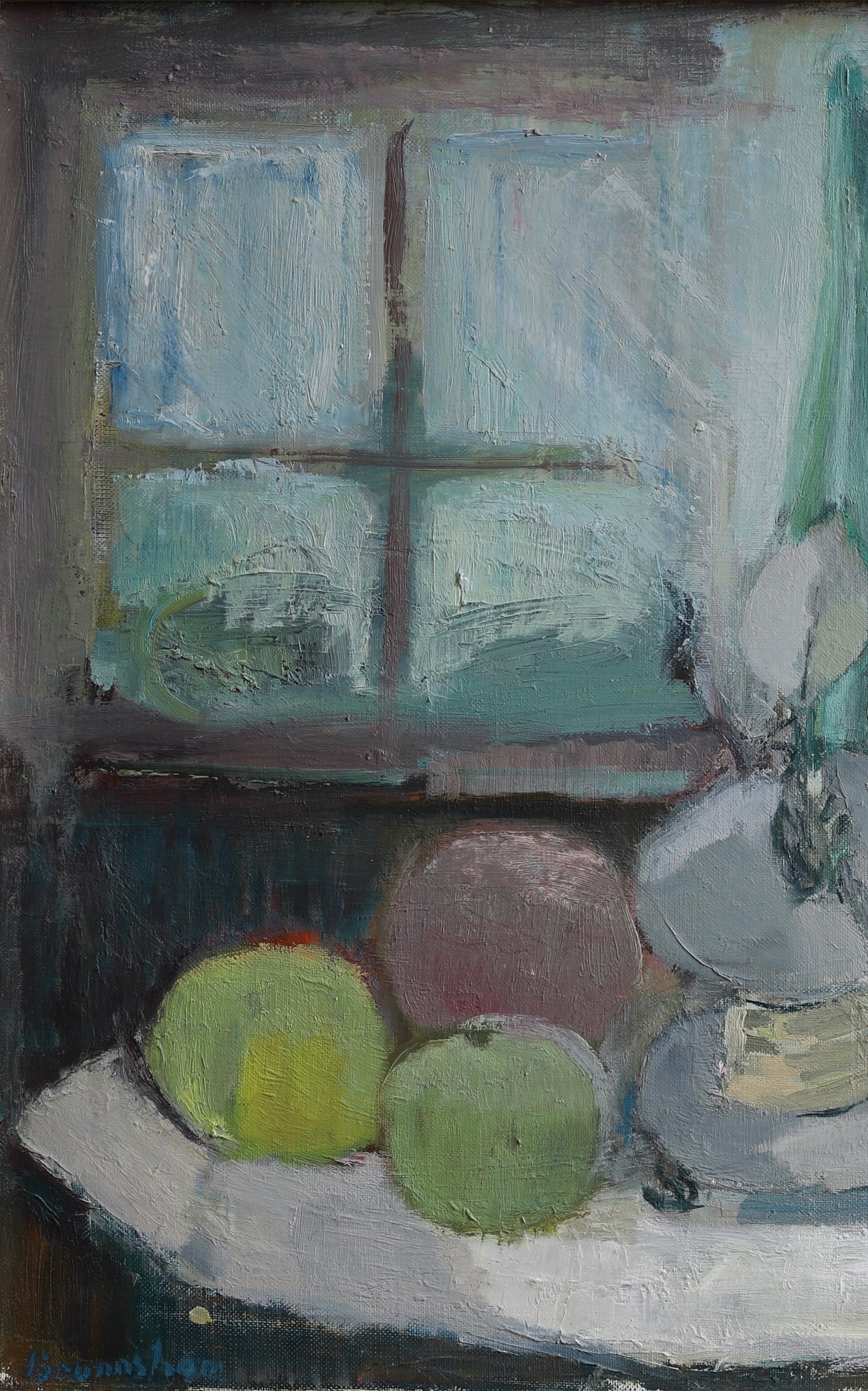 Swedish Vintage Art Kitchen Interior Oil Painting