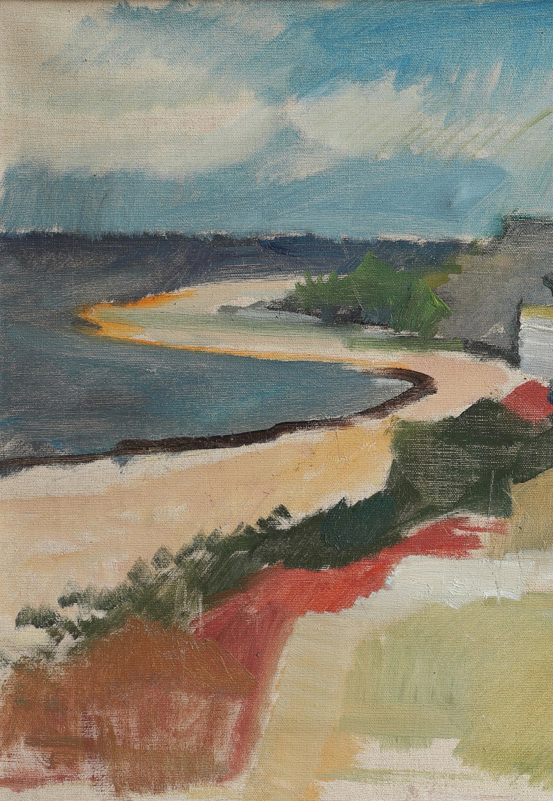 Vintage Mid Century Fine Art Coastal Oil Painting from Sweden