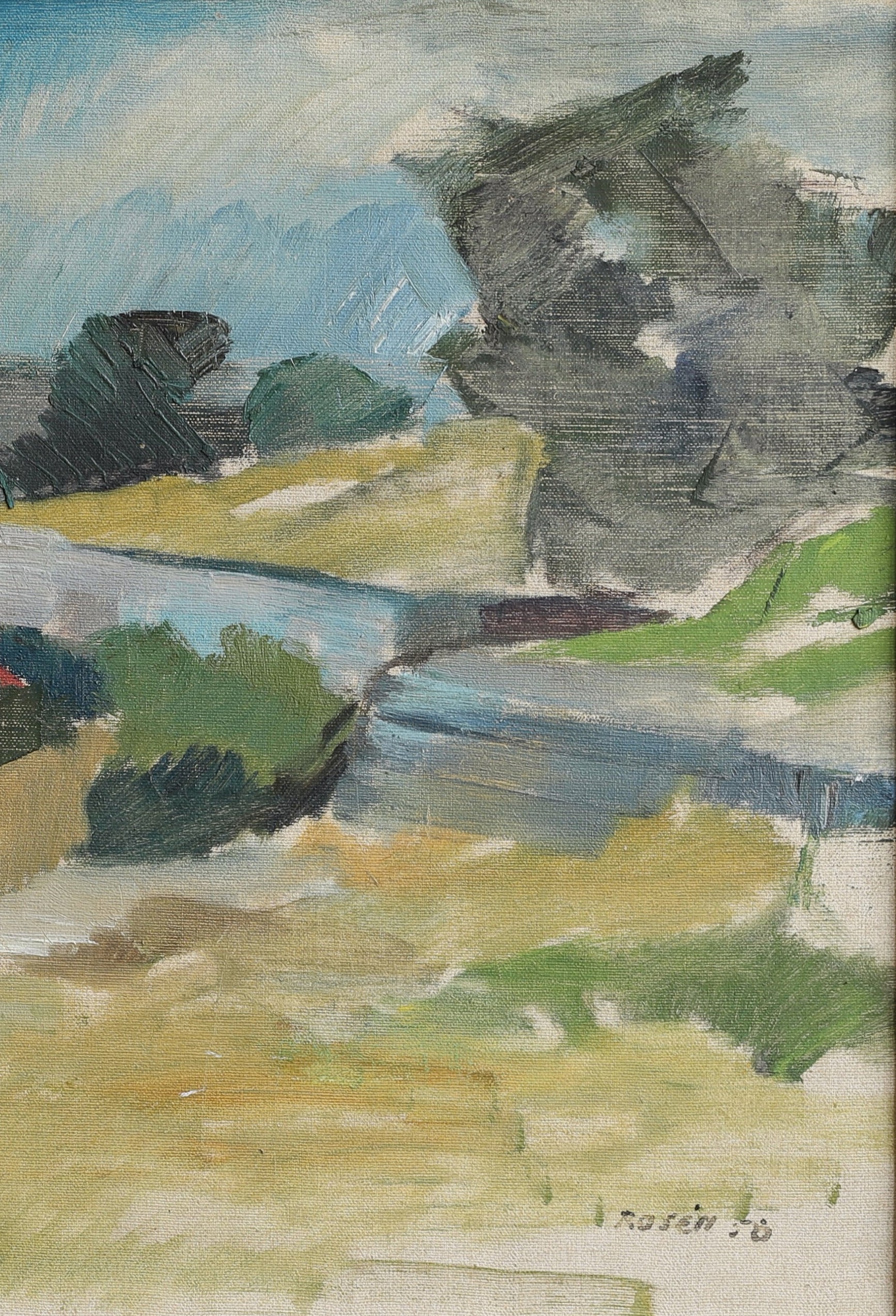 Vintage Mid Century Fine Art Coastal Oil Painting from Sweden