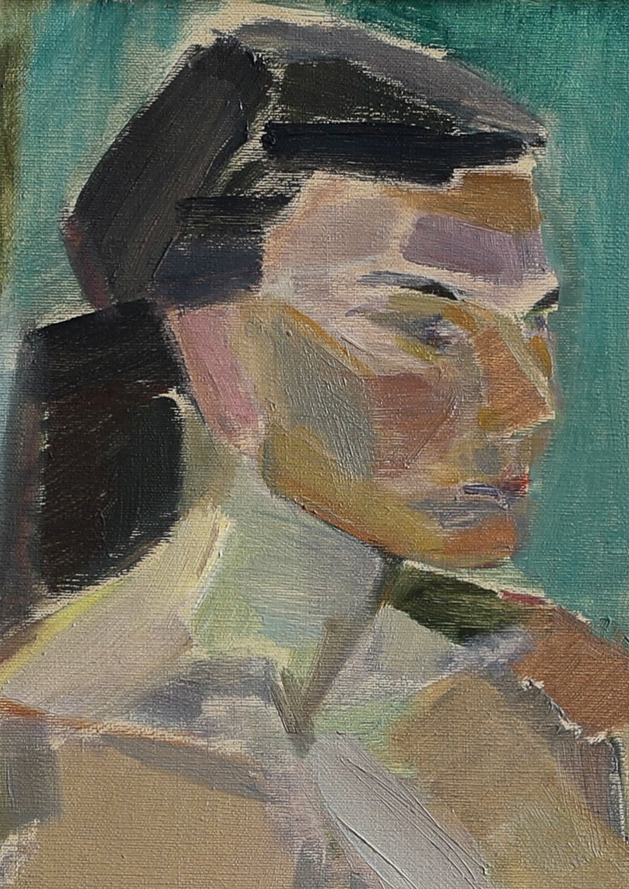 Vintage Figurative Oil Painting from Sweden 1954
