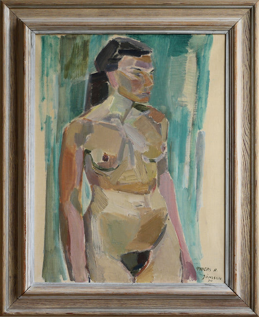 Vintage Figurative Oil Painting from Sweden 1954