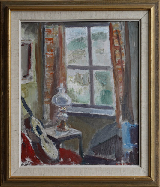 Mid Century Original Interior Oil Painting From Sweden