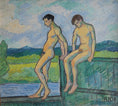 Load image into Gallery viewer, Vintage Original Figure Oil Painting from Sweden
