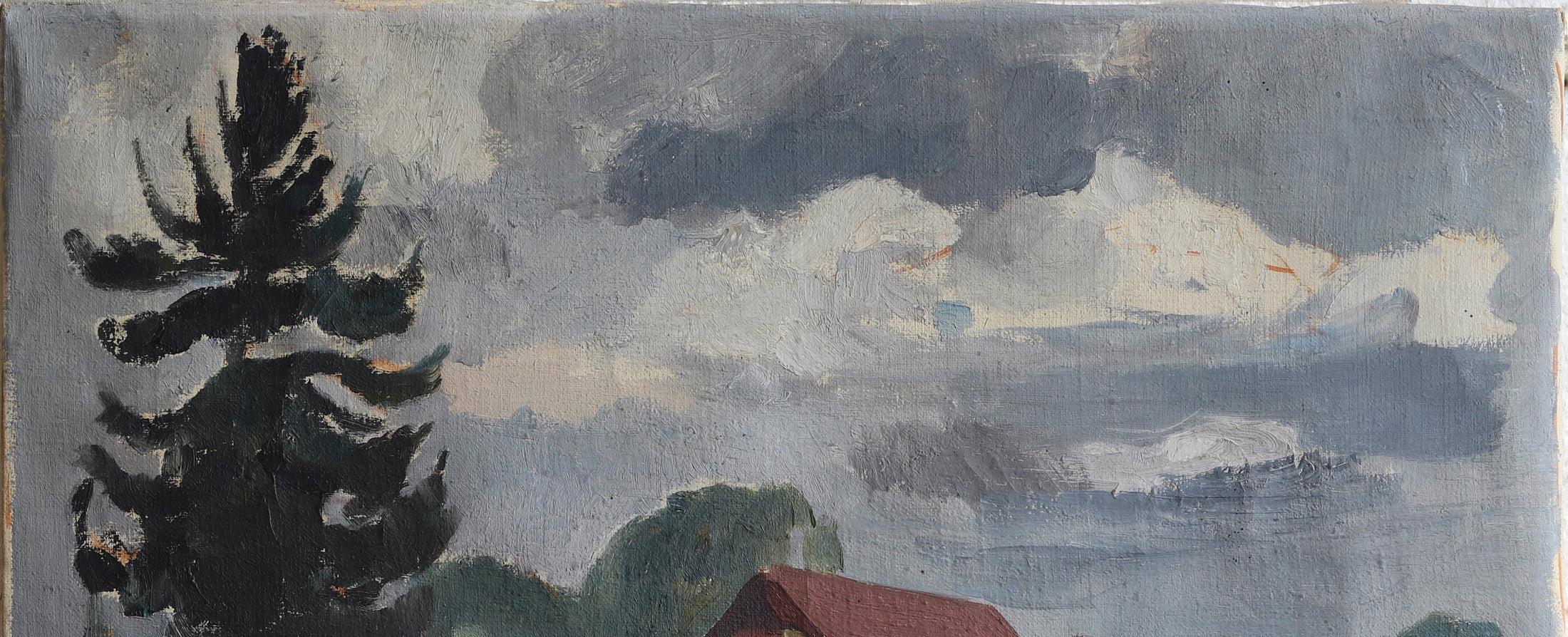 Vintage Mid Century Cow Oil Painting from Sweden By H Almqvist