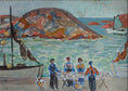 Load image into Gallery viewer, Mid Century Harbor Oil Painting from Sweden 1952
