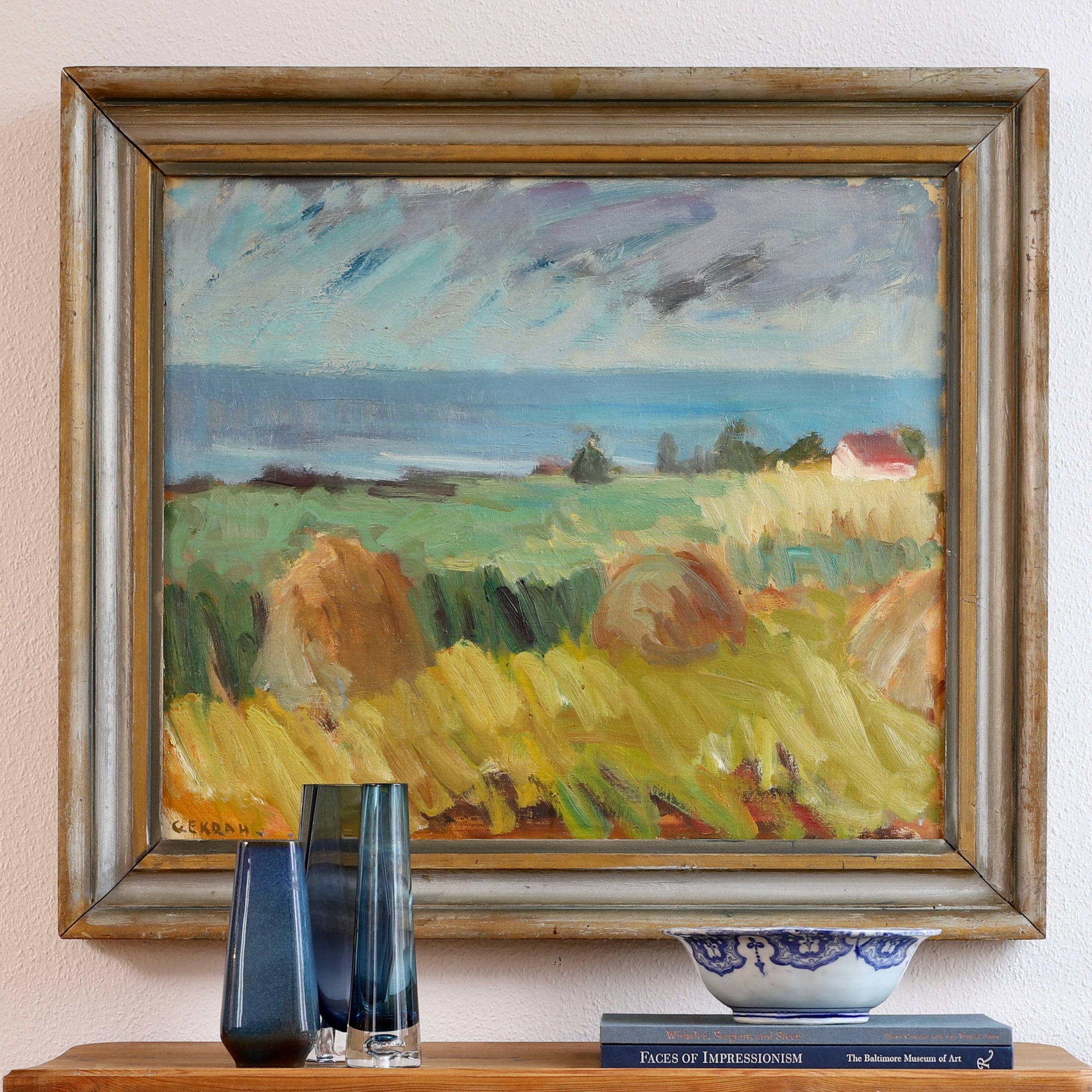 Mid Century Vintage Coastal Oil Painting from Sweden