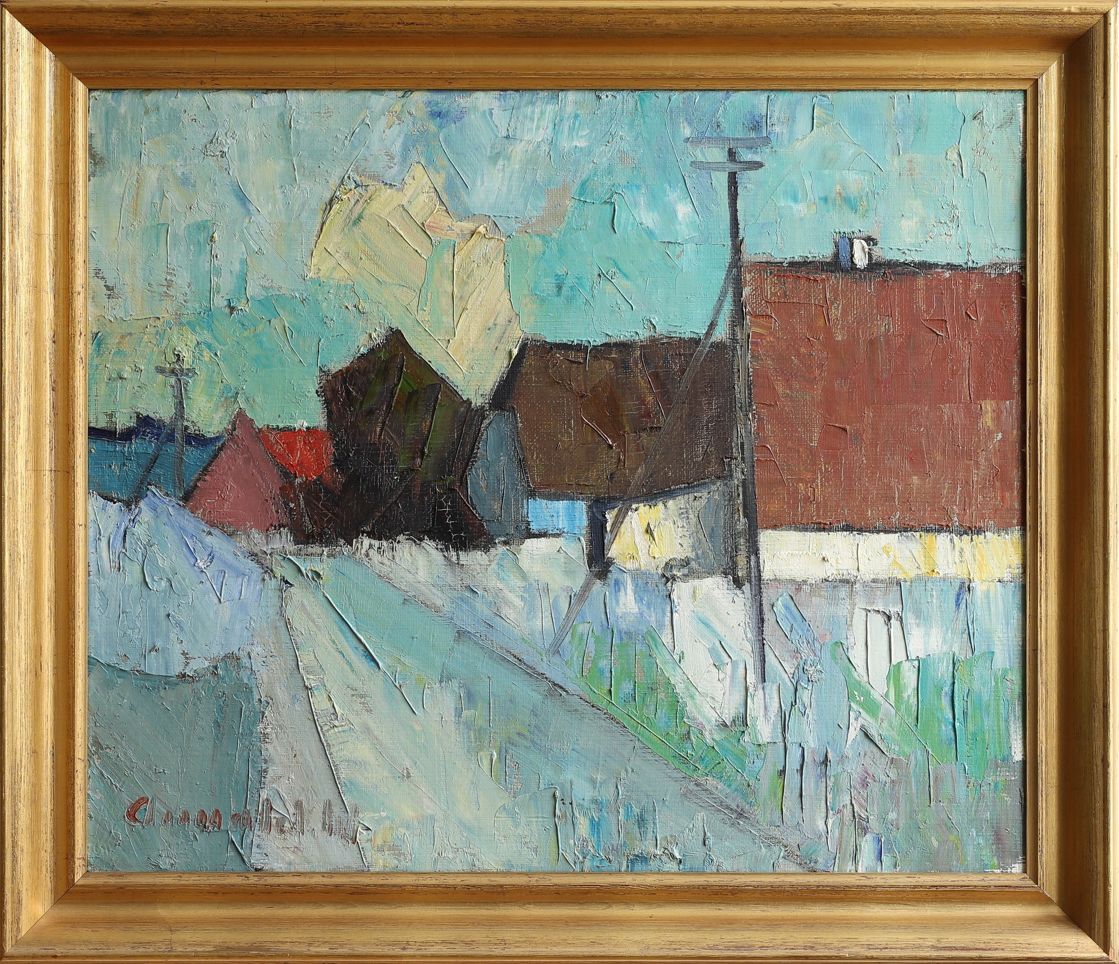 Vintage Art Room Original Coastal Oil Painting From Sweden