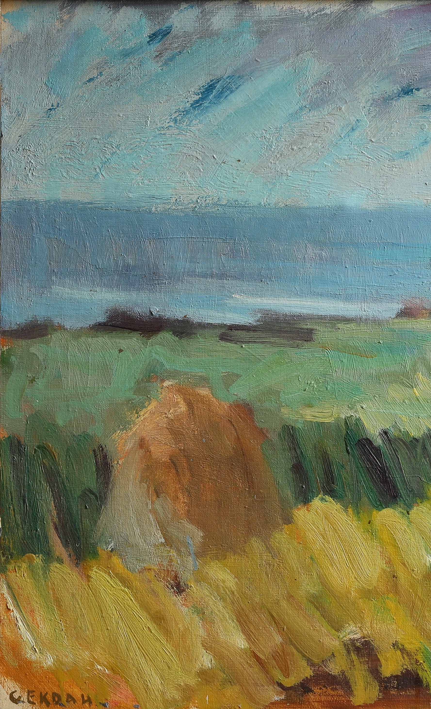 Mid Century Vintage Coastal Oil Painting from Sweden