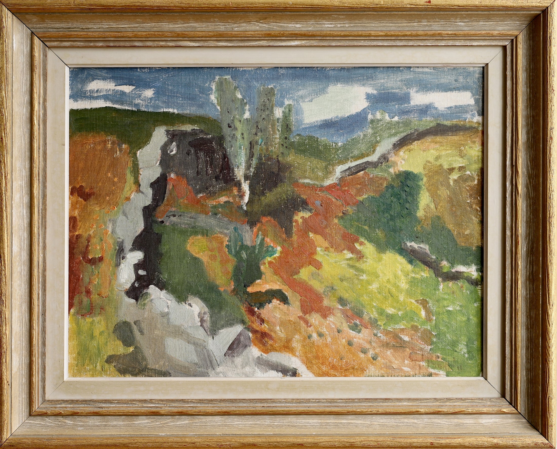 Colorful Swedish Vintage Original Landscape Oil Painting