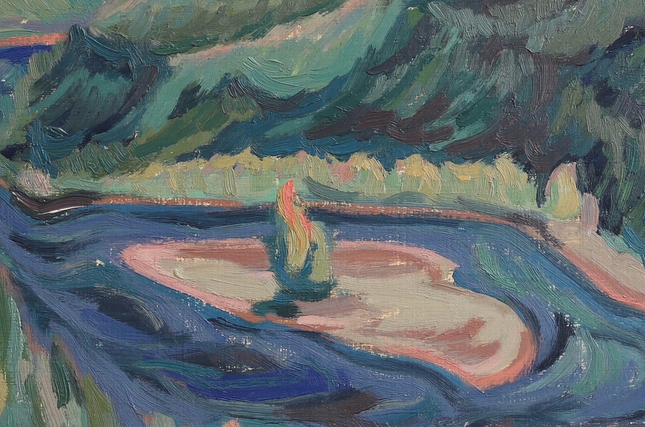 Mid Century Vintage Art Landscape Oil Painting From Sweden