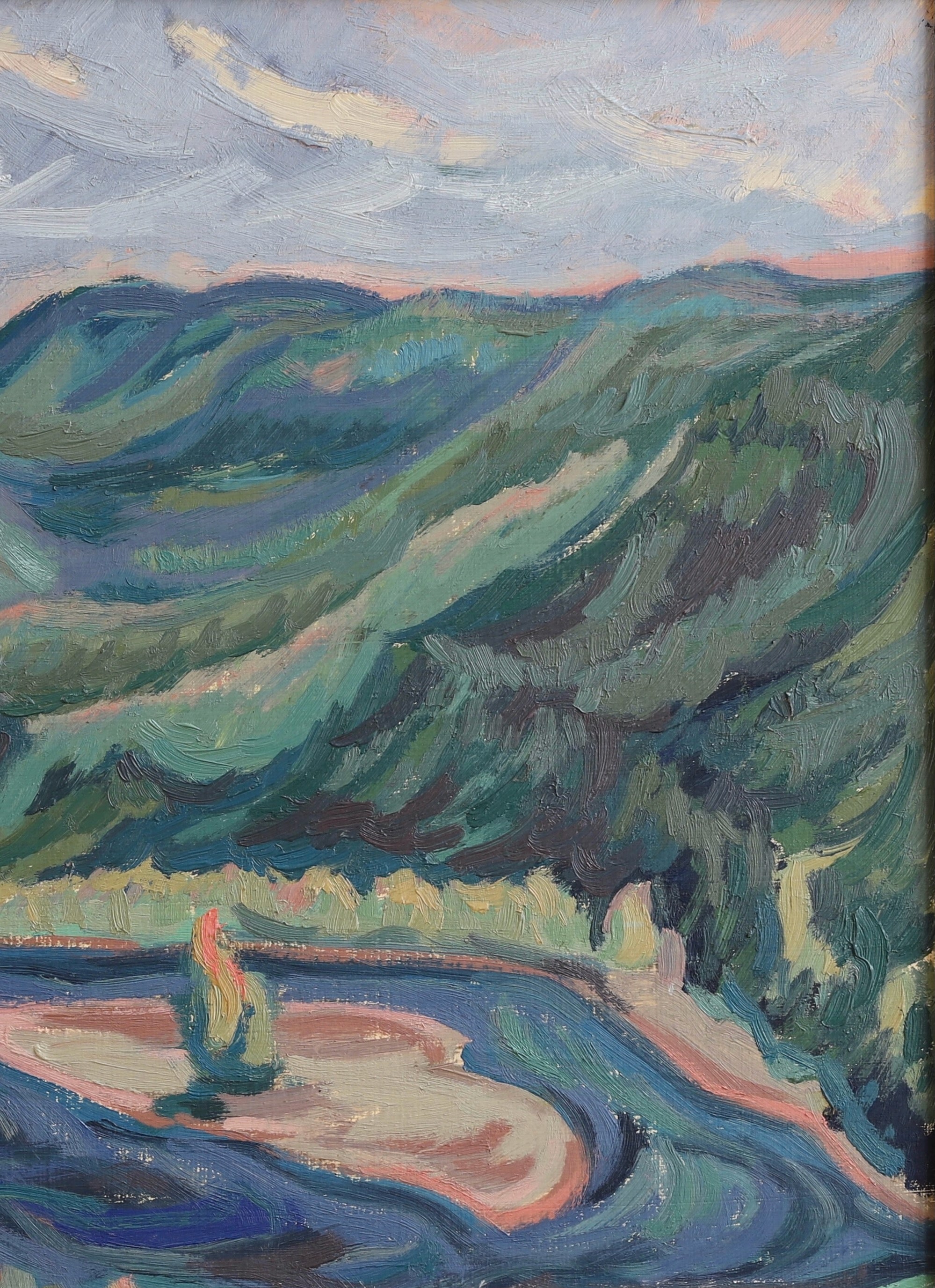 Mid Century Vintage Art Landscape Oil Painting From Sweden