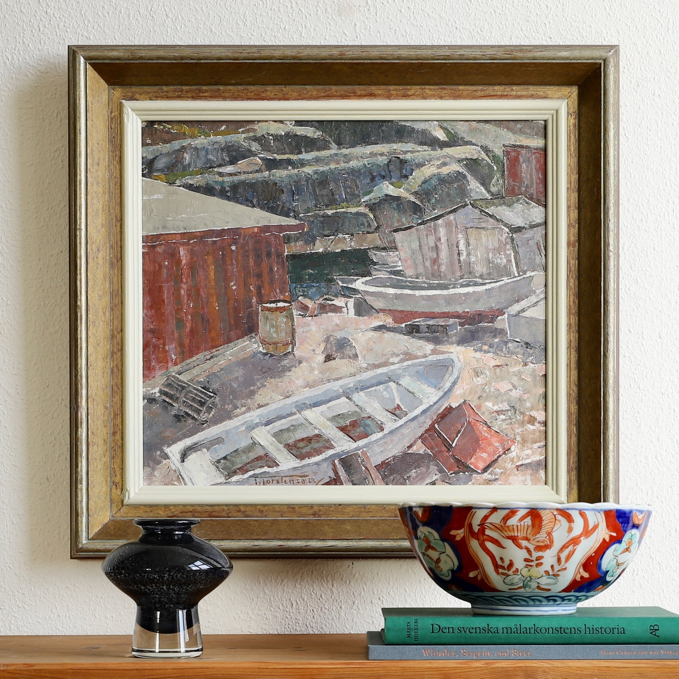 Vintage Art Original Coastal Oil Painting From Sweden