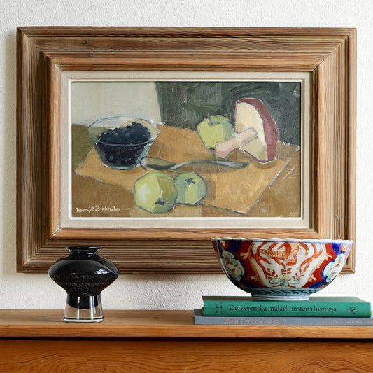 Vintage Art Room Original Still Life Oil Painting from Sweden