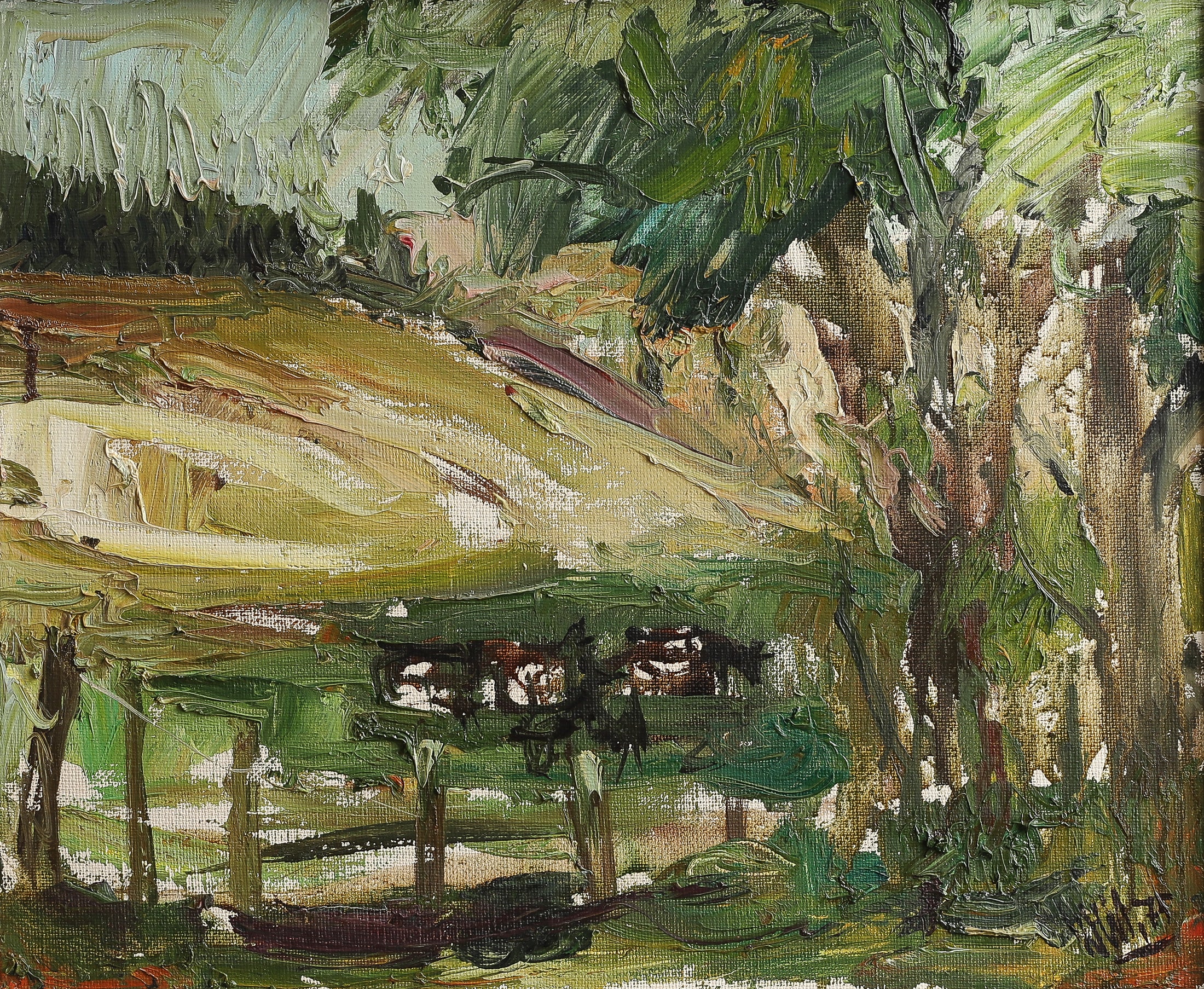 Mid Century Vintage Oil Painting from Sweden by O Wessbohn