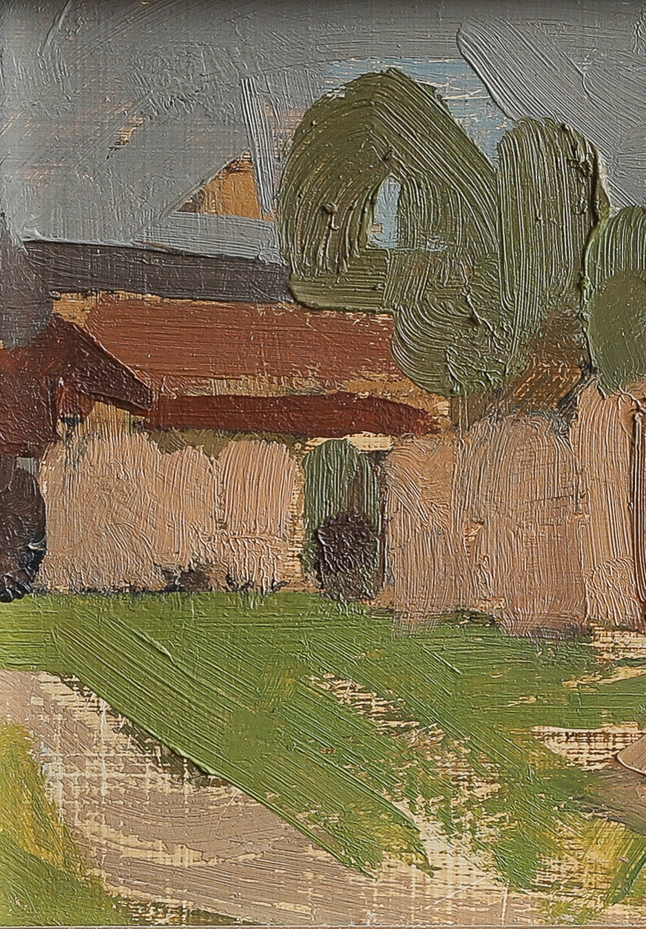 Mid Century Original Vintage Farmhouse Oil Painting from Sweden