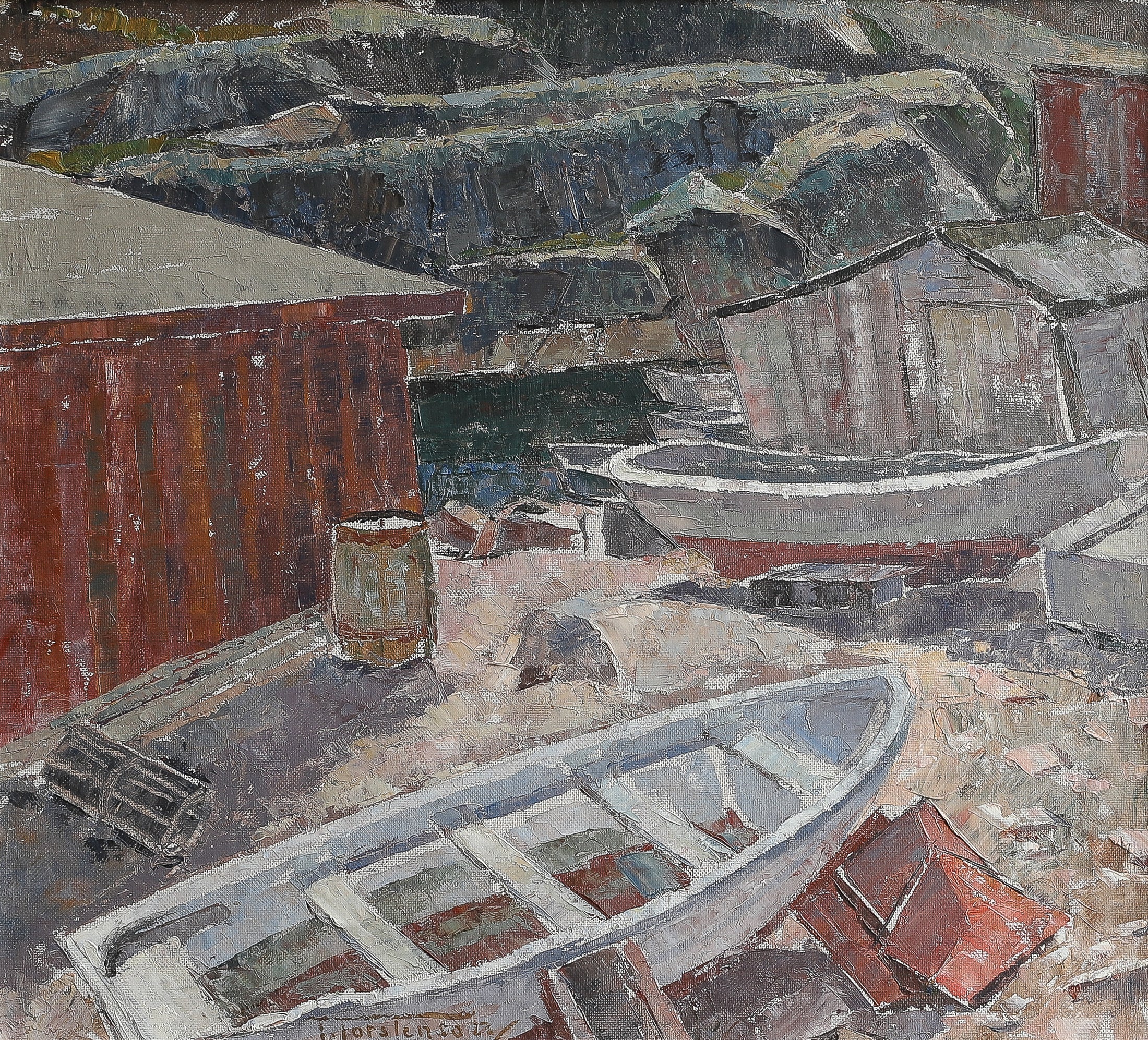 Vintage Art Original Coastal Oil Painting From Sweden