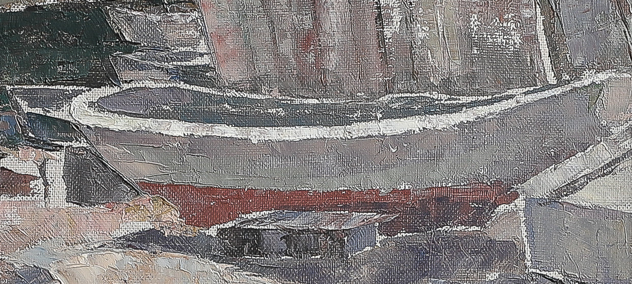 Vintage Art Original Coastal Oil Painting From Sweden