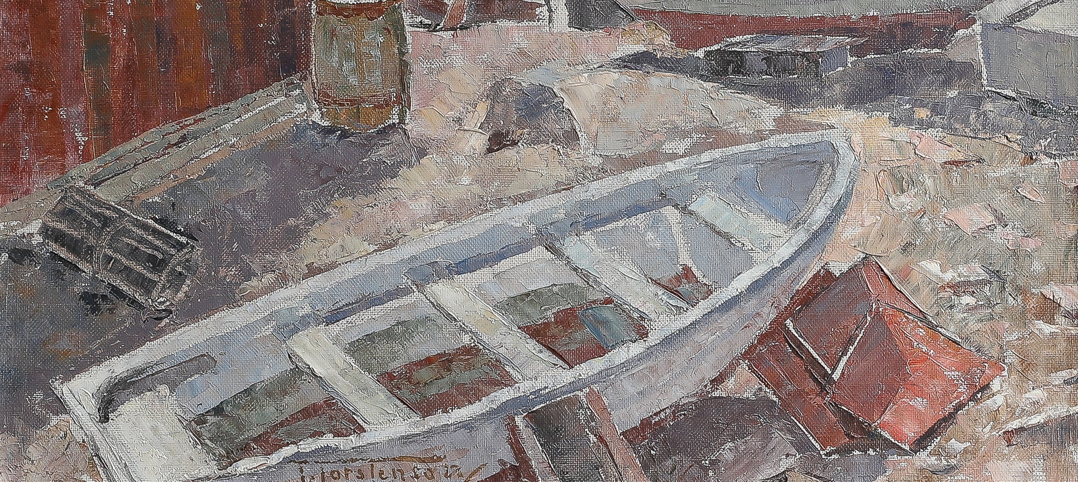 Vintage Art Original Coastal Oil Painting From Sweden